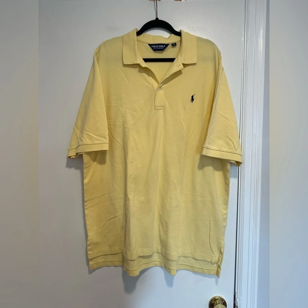 POLO GOLF RALPH LAUREN XXL Pique Pale Yellow Cotton Polo Short Sleeve Shirt.
